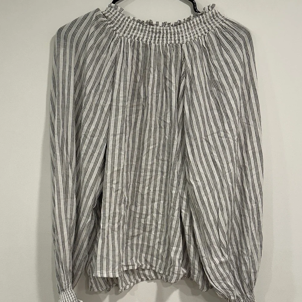 Old Navy Women's Black and White Striped Blouse - Picture 6 of 6